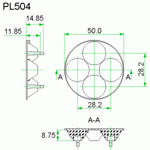 PL504-06-quad 10 deg./ lens EDIX